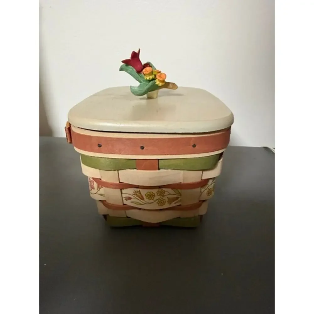 Longaberger 2012 Mother's Day Basket Lid and Floral Lid Knob Protector Liner